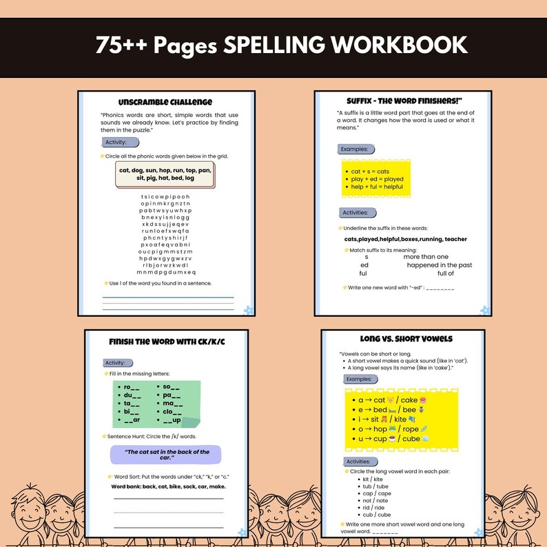 50+ Page Printable Spelling Workbook,phonic Worksheet,2nd Grade ...