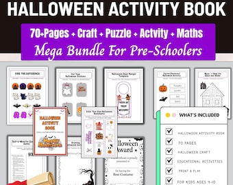 65+ Pgages Halloween Activity Pages for Kid,Halloween worksheet kids,Fall Coloring Page,Halloween Activity Bundle,spooky activity pages,4-10