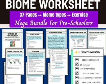 Biome Arbeitsblatt,STEM Lernpaket, Ozeane, Biome Aktivitäten, Geographie und naturwissenschaftliche Aktivitäten, bedruckbares Homeschool Pack, Naturwissenschaftliches Arbeitsblatt