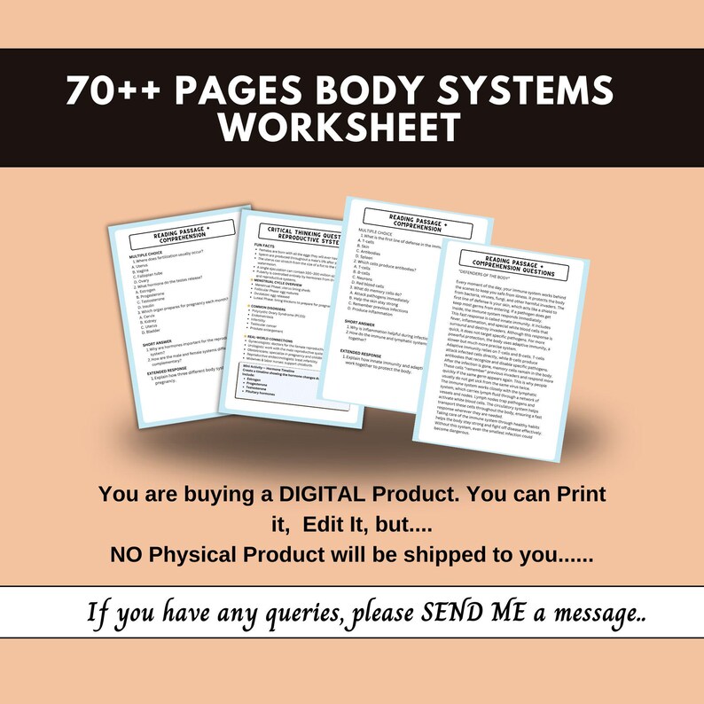 Human Body Systems Worksheets Bundle,anatomy Printables,science ...