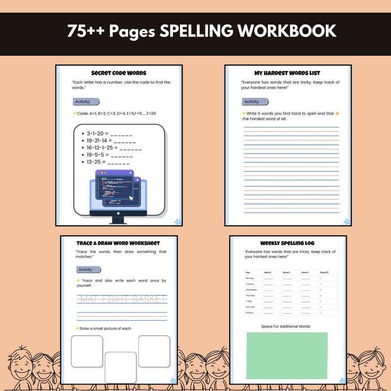 50+ Page Printable Spelling Workbook,phonic Worksheet,2nd Grade ...