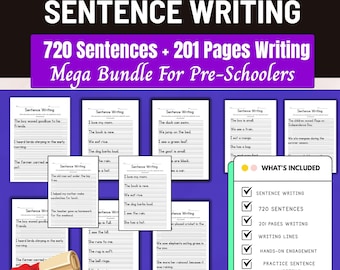 201 Printable Write the Sentence Worksheet,720 Sentence Writing Worksheets, Morning Work,Writing Sheet,1-3 Grade ELA Practice,Homeschool PDF