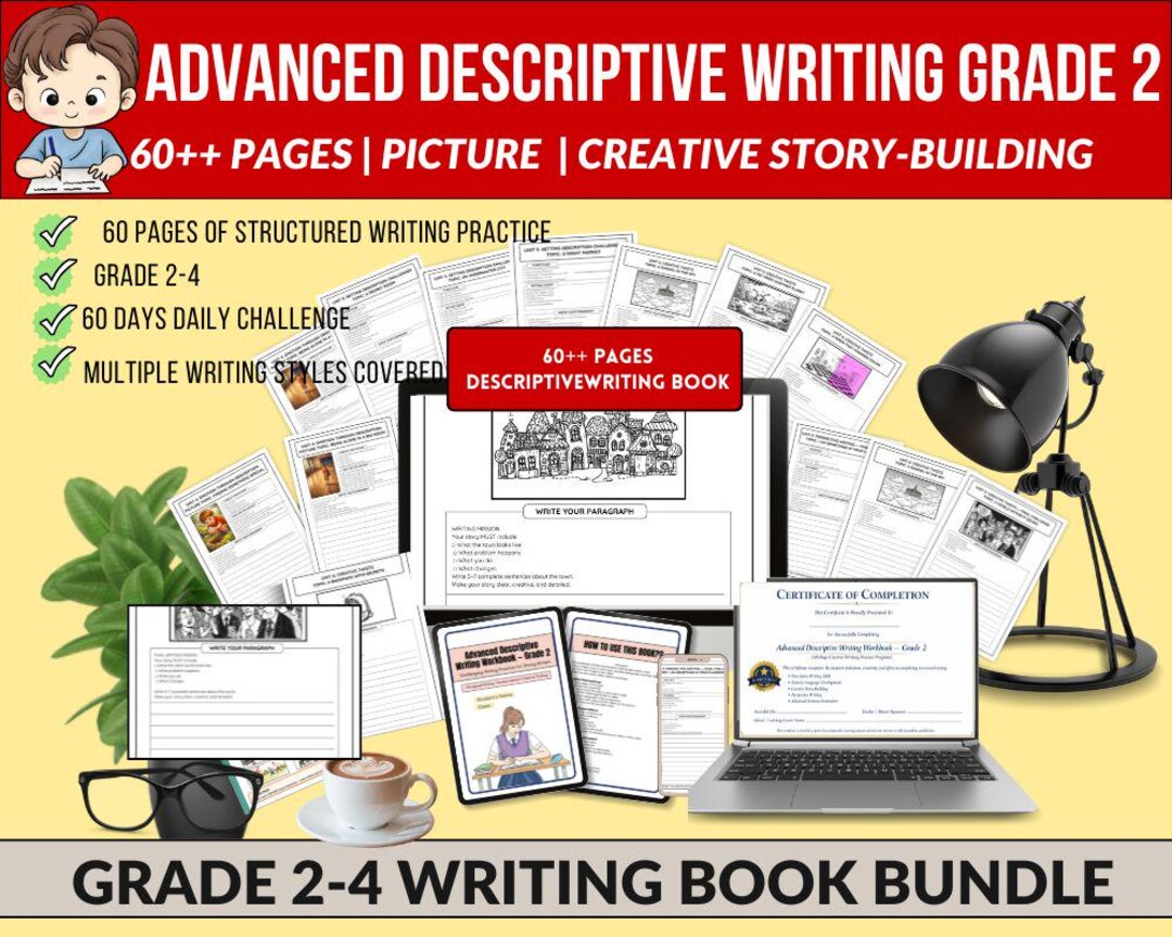 Advanced Descriptive Writing Worksheets Grade 2,60 Page Writing ...