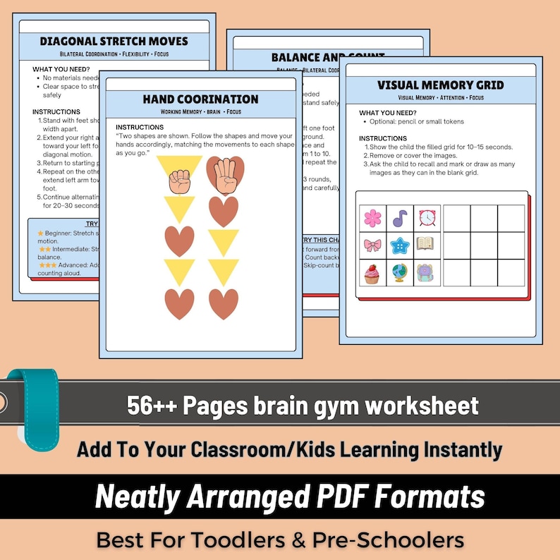 executive functioning activities kids, focus and concentration worksheets, brain based learning activities, occupational therapy brain gym, homeschool brain activities, classroom brain breaks printable, mental fitness activities for kids,