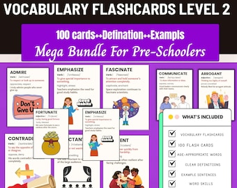 Printable Vocabulary Flashcards  Kid,Level 2 Word Builder Pack,Age10+ Learning Resource,English Vocabulary,Spelling Practice,Learn Activity