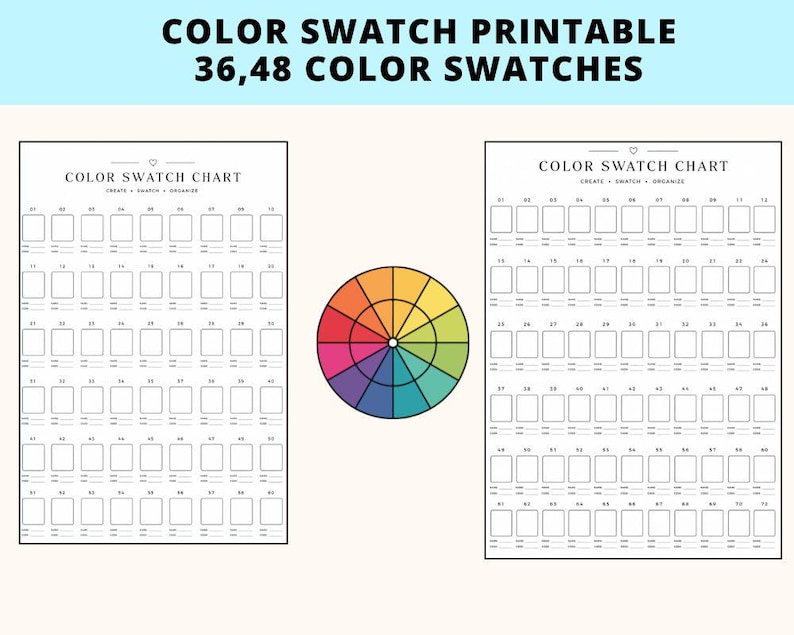 Color Swatch Chart Printable | 7 Printable Marker & Pencil Swatch Pages ...