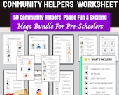 50 Pages Community Helpers Preschool Activity,Job Occupation Busy Book,community worker,prek worksheet,homeschool activity,learning resource