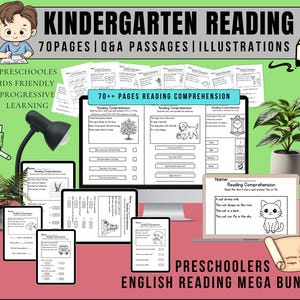 70Pages Kindergarten Reading Comprehension Passages & Worksheets Question,Reading Blends Fun Homeschool Phonics,Reading PreK,At Home Reading