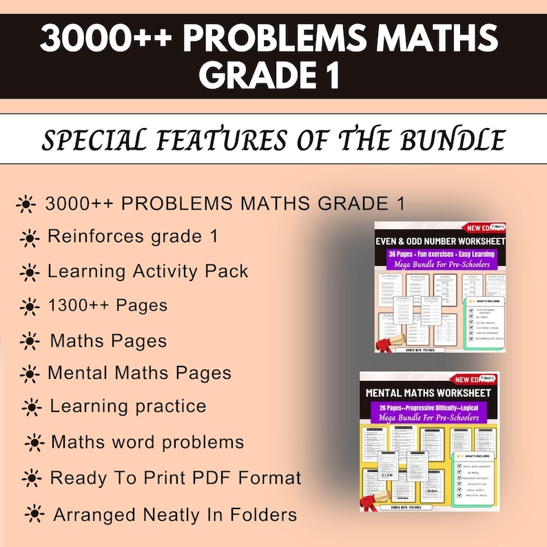 Grade 1 Math Worksheet Bundle, Homeschool Curriculum (printable) - Etsy