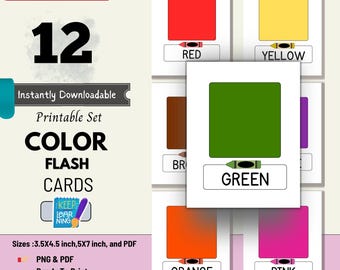 12Color Cards,Montessori flashcards,Pre-School Cards,Educational Printable Cards,Printable Color Flashcards,Montessori & Homeschool Learning