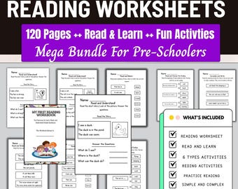 Reading Worksheets,Printable Reading Preschool,Phonics,Sight Words,Homeschool Literacy Worksheets,Kindergarten At Home Reading,Comprehension