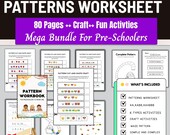 Pattern Worksheets,Cut and Paste Patterns,Learning Patterns worksheets,Fine motor skill,Kindergarten sheets, pattern recognition,homeschool