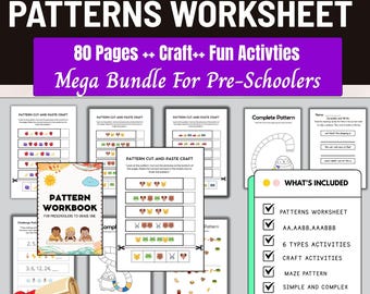 Pattern Worksheets,Cut and Paste Patterns,Learning Patterns worksheets,Fine motor skill,Kindergarten sheets, pattern recognition,homeschool