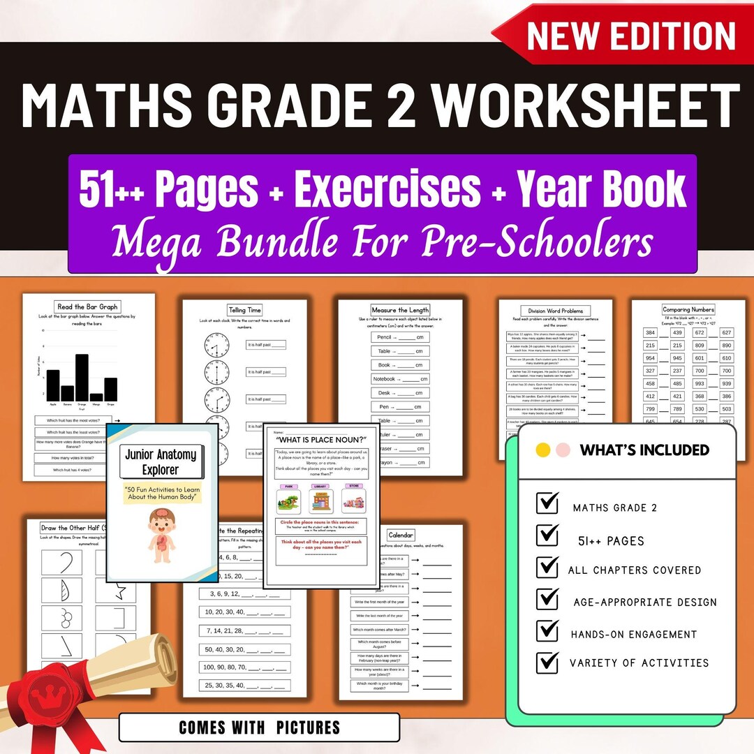 51 Page 2nd Grade Math Worksheets,printable Learning Packet,homeschool ...