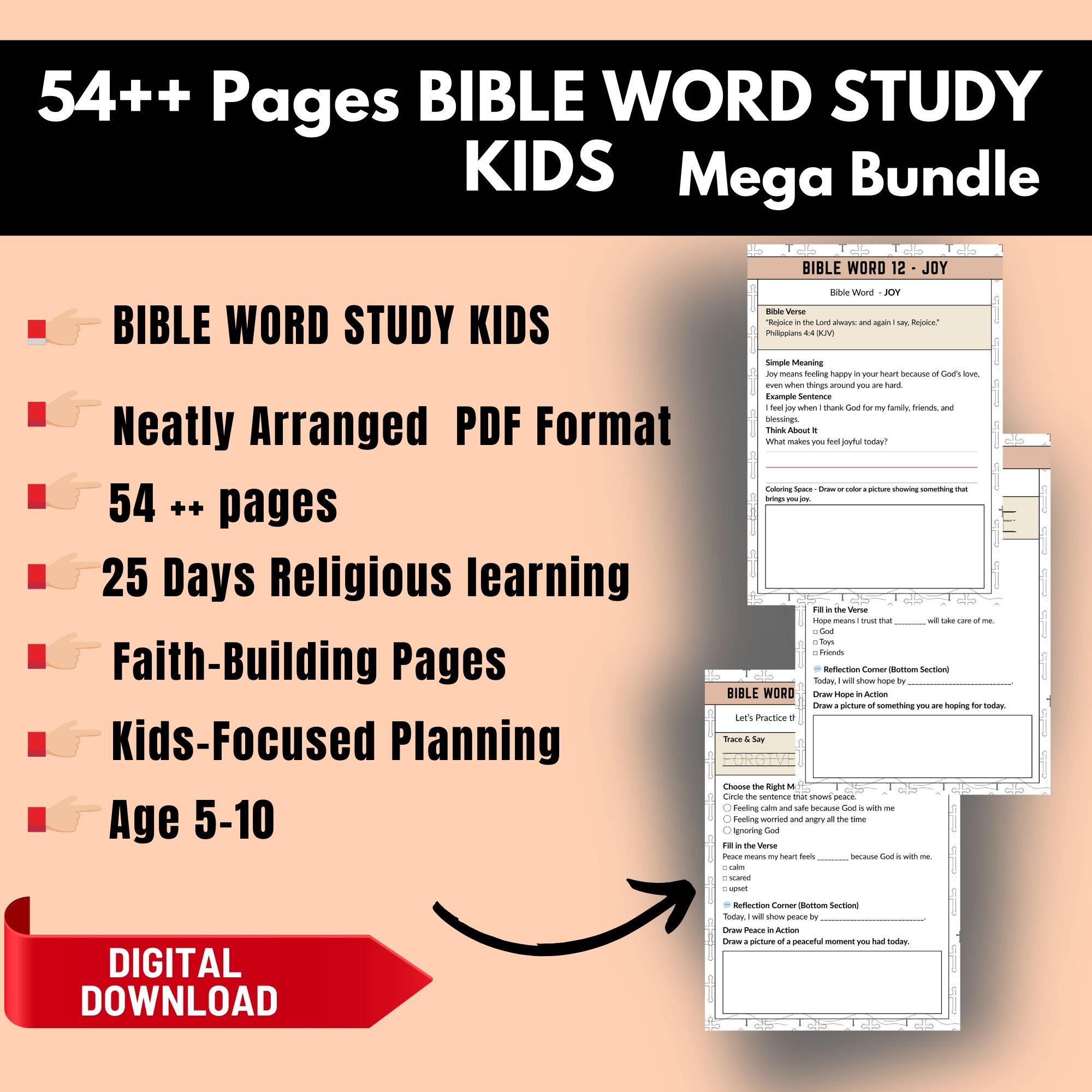 Bible Word Study for Kids,christian Workbook,scripture Learning ...