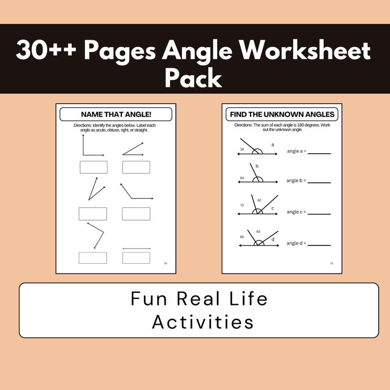 Angles Worksheet Grade 4 | Measuring Drawing Identifying Angles ...