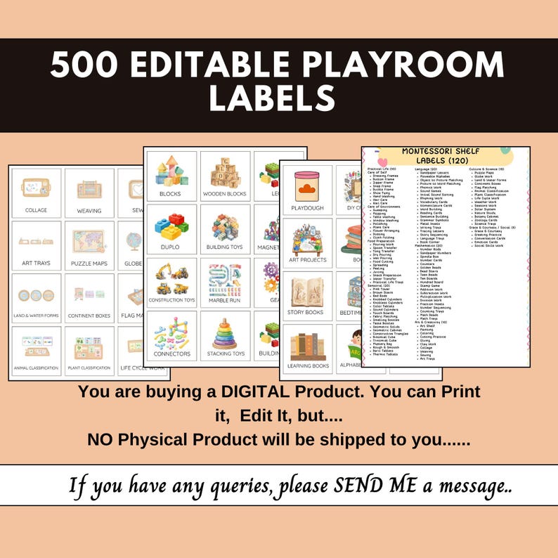 500 Editable Playroom Toy Bin Labels Canva Template,kid Storage Labels ...