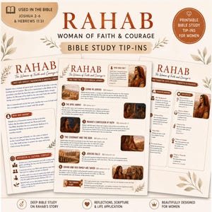 Rahab Bible Character Study,Rahab Bible Study Printable,Women of the Bible,ChristianBible Study,Bible Character StudyGuide,Scripture Study
