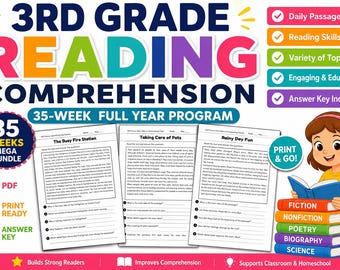 Compréhension écrite 3e année, feuille de travail de compréhension écrite 3e année, feuille de travail de lecture pour les 3e et 4e années, feuille de travail de lecture 3e année