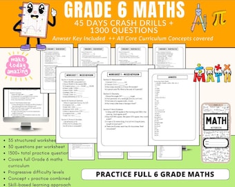 Complete Grade 6 Math System | Worksheets + Speed Drills + Revision Sheets | 1300+ Questions | Printable | , Daily Math Warm-Ups