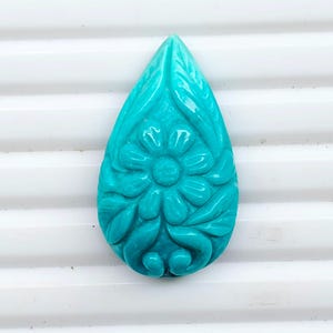 High Quality Turquoise  Carving Gemstone, Natural Blue Turquoise  Carving Pear Shape Gemstone, Beautiful Fantasy Cut Carved for Jewellery
