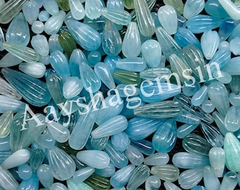 Healing Aquamarine Teardrop Beads, Polished Natural Gemstone 10–28 MM