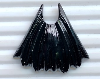 Carved Black Onyx Gemstone, Fancy Wing Shape (37x41x6MM)