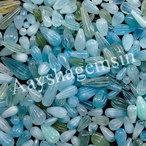 Aquamarine Carving Teardrop Gemstone, AAA+ Quality Aquamarine Hand Carving Beads, Natural Aquamarine Carved Half Drill Stone for Jewellery