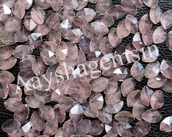 Rosenquarz-Edelsteinscheibe, flach facettierter Cabochon (12 mm)