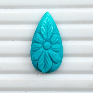 Top Quality Handmade Blue Turquoise Carving, Natural Blue Turquoise  Carving Pear Shape Gemstone, Beautiful Fantasy Cut Carved for Jewellery