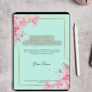 Cartes d'affirmation d'identité pour la guérison Jeu à imprimer pour la confiance, la récupération après un traumatisme et la reconquête de sa voix