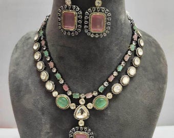 Kundan Polki Wedding Necklace Set - Sabyasachi Inspired Indian Jewelry