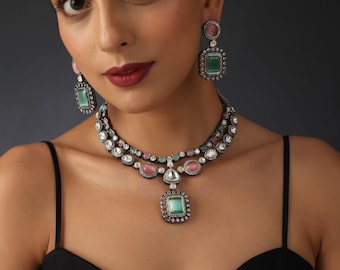 Polki Kundan Wedding Necklace Set: Sabyasachi Inspired , Indian Jewelry