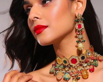 Gargantilla nupcial Kundan. Joyería india inspirada en Sabyasachi.