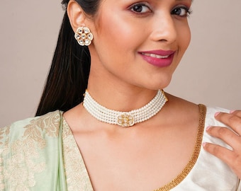 Conjunto de gargantilla de perlas Kundan / Joyería de boda india