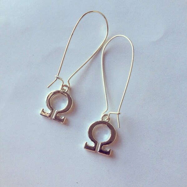 Omega Earrings, Libra Horoscope Symbol