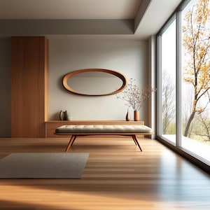 Wooden Legged Cushion Bench