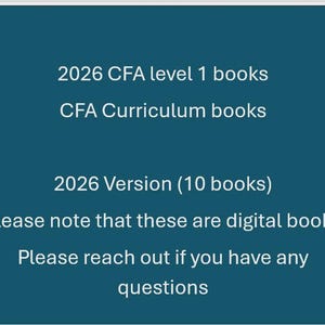 2026 CFA level 1 Books - Digital books - CFA level 1 Curriculum books - Complete Volume all 10 books - CFA exam preparation - Best notes