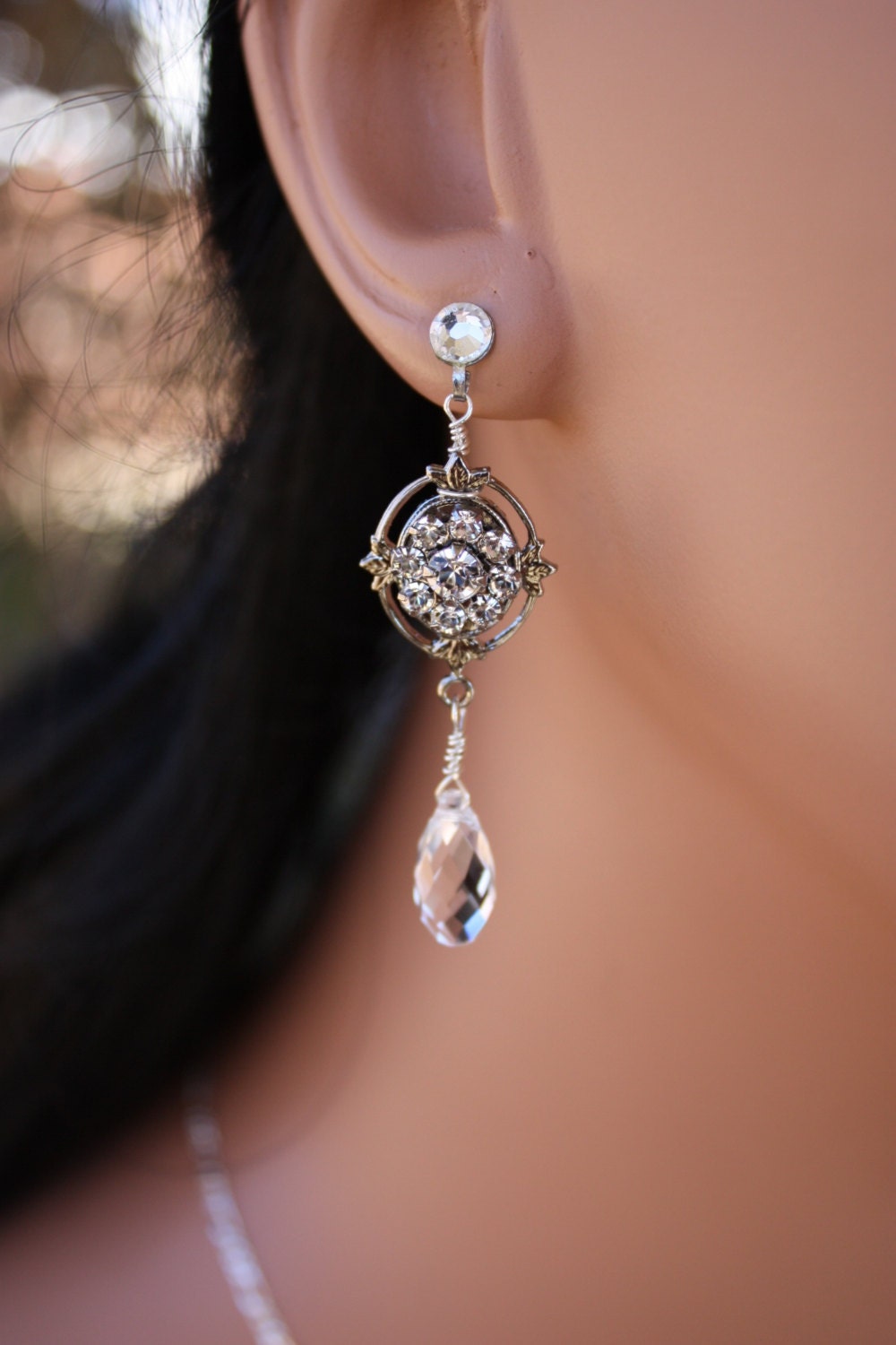 Simple Rhinestone Bridal Earrings