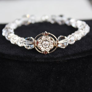 Crystal Rhinestone Bridal Bracelet with Center Pendant Wedding Bracelet