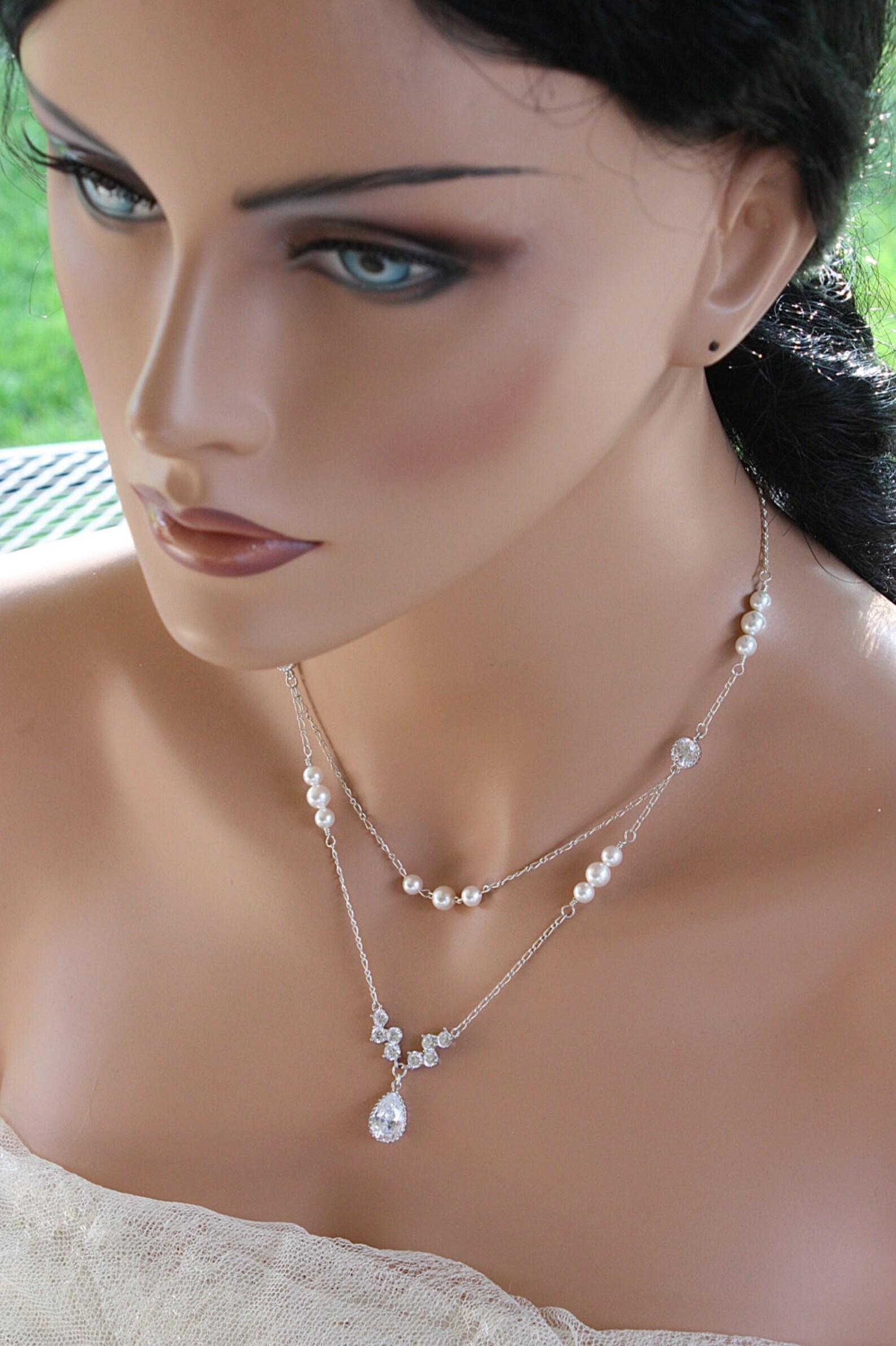 DOUBLE STRANDED VINTAGE Back Drop Necklace Chain Design With Etsy