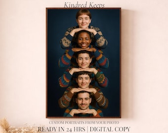 Funny Vintage Sweater Portrait Custom Group Portrait Awkward Photoshoot Style Teacher’s Day Gift Friends Last Minute Gift Digital Download
