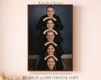 Funny Group Portrait Custom Awkward Photoshoot Style Personalized Family Photo Funny Family Portrait Custom Photo Art Digital Download