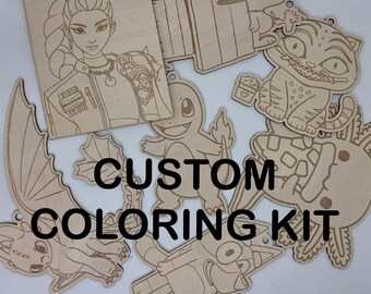 Kit de manualidades con 5 recortes de madera personalizados