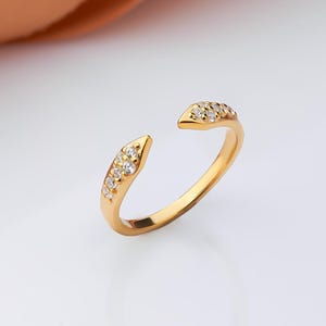 14k Solid Gold Open Wedding Band, Pave Diamond Open Ring, Diamond Cuff Ring, Solid Gold Open Stacking Ring, Minimalist Open Band Gold Ring