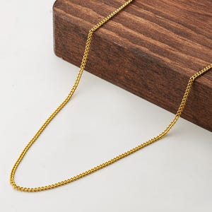 14k Solid Gold Curb Chain Necklace, Dainty Curb Chain Necklace, Real Gold Curb Chain Necklace,