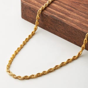 14k Solid Gold Rope Chain Necklace, Thick Rope Chain Necklace, Gold Rope Necklace, Twist Chain Necklace, Gold Rope Necklace for Women