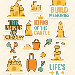Beach Sandcastle Sticker Bundle: Summer Planner Stickers (PNG + PDF Digital Download)