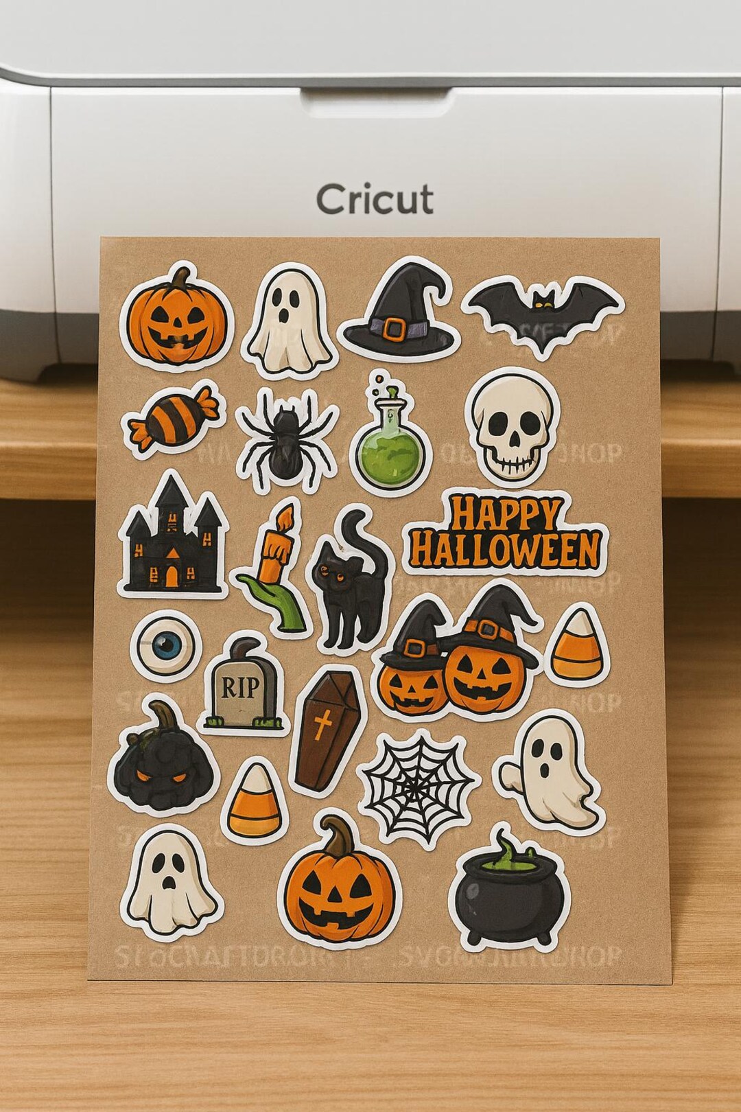 24 Pack Halloween PNG + PDF Stickers Cute Spooky Bubbleborder Stickers ...