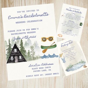 Cabin Themed Bachelorette Party Itinerary - Editable Template